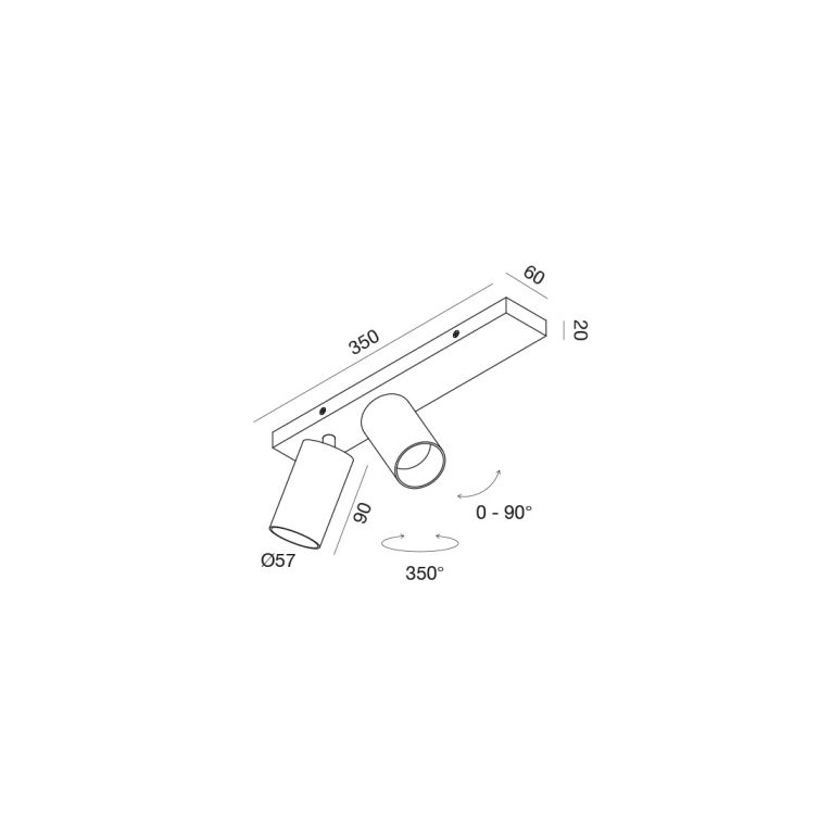 faretto doppio orientabile 2xgu10 max 2x35w cilindro bianco ip20 gealuce 