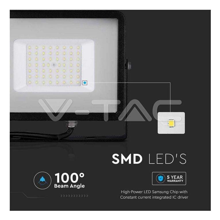 faretto a led da esterno 50w luce calda v-tac sku21406