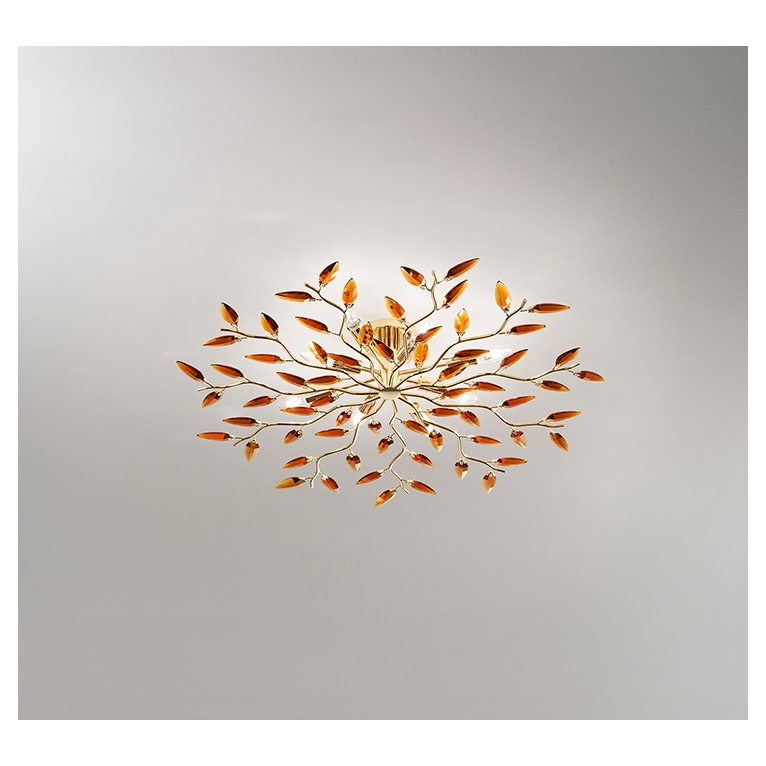 plafoniera crystallivs 8 x e14 affralux ottone/ambra grande