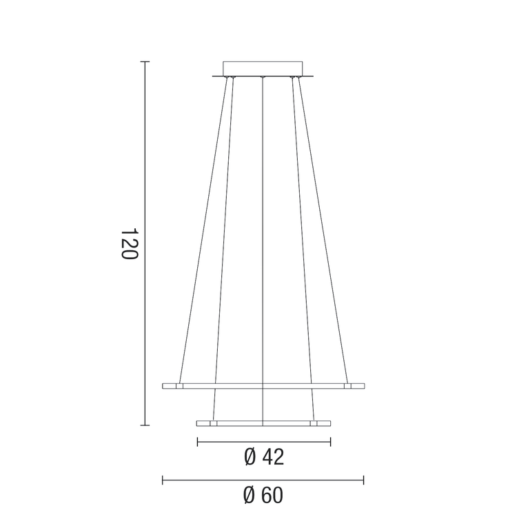 lampadario acryled 36w luce calda 3000k affralux bianco medio 2 anelli