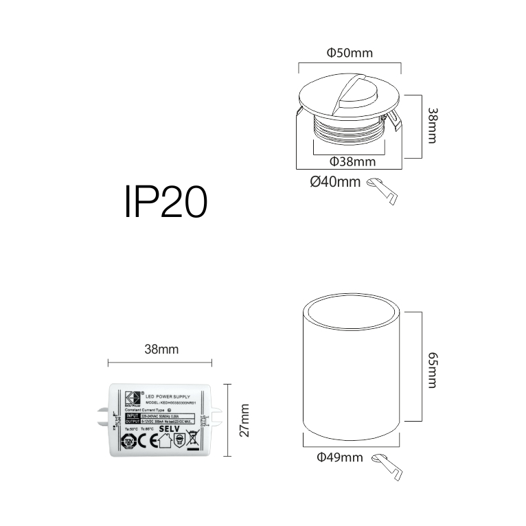 segnapasso led da incasso 2w 220/240v 3000k bianco ip20 beneito faure 4126