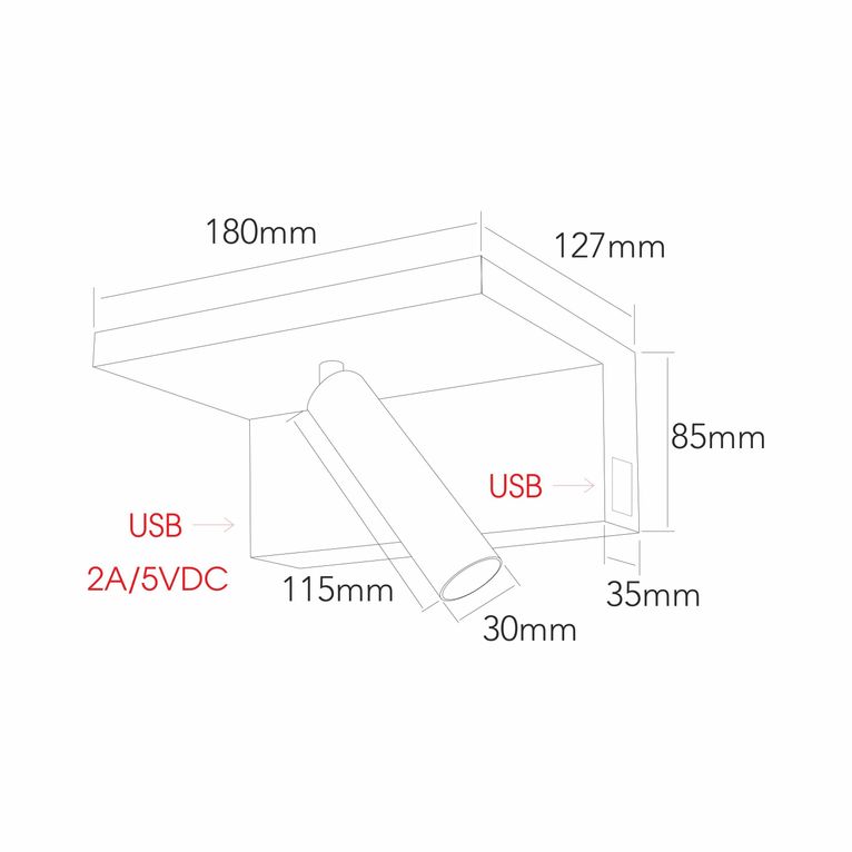 applique beam 5w luce calda 2700k beneito faure bianco