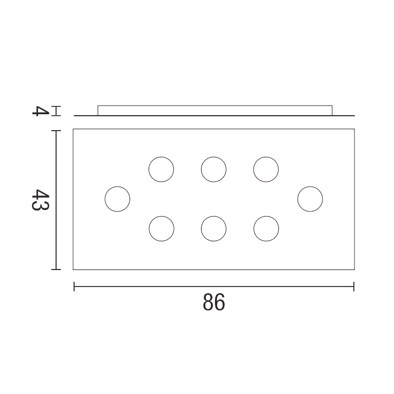 plafoniera flet 8 x gx53 affralux bianco rettangolare grande