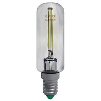 Lampadina LED Tubolare E14 6W luce calda 3000K ECOMAN vetro trasparente