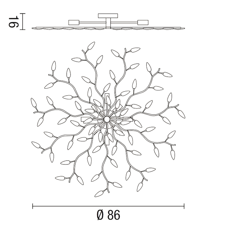plafoniera crystallivs 8 x e14 affralux cromo/neutro grande