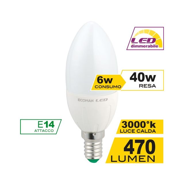 lampadina-led-candela-e14-6w-luce-calda-3000k-ecoman-dimmerabile