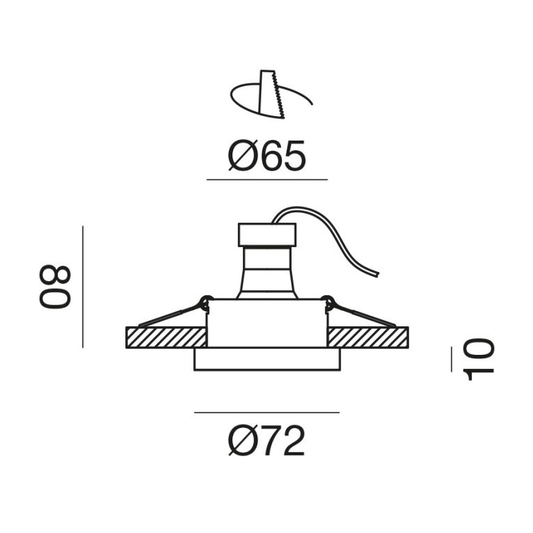 faretto ad incasso gu10 gealuce tondo con ottica arretrata. bianco ip20 