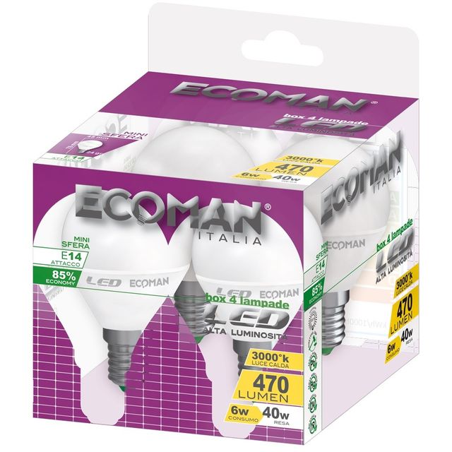lampadine-led-sfera-e14-6w-luce-calda-3000k-ecoman-confezione-4-pezzi