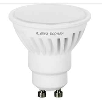 Lampadina LED Dicroica GU10 9W luce fredda 6000K ECOMAN vetro ghiaccio