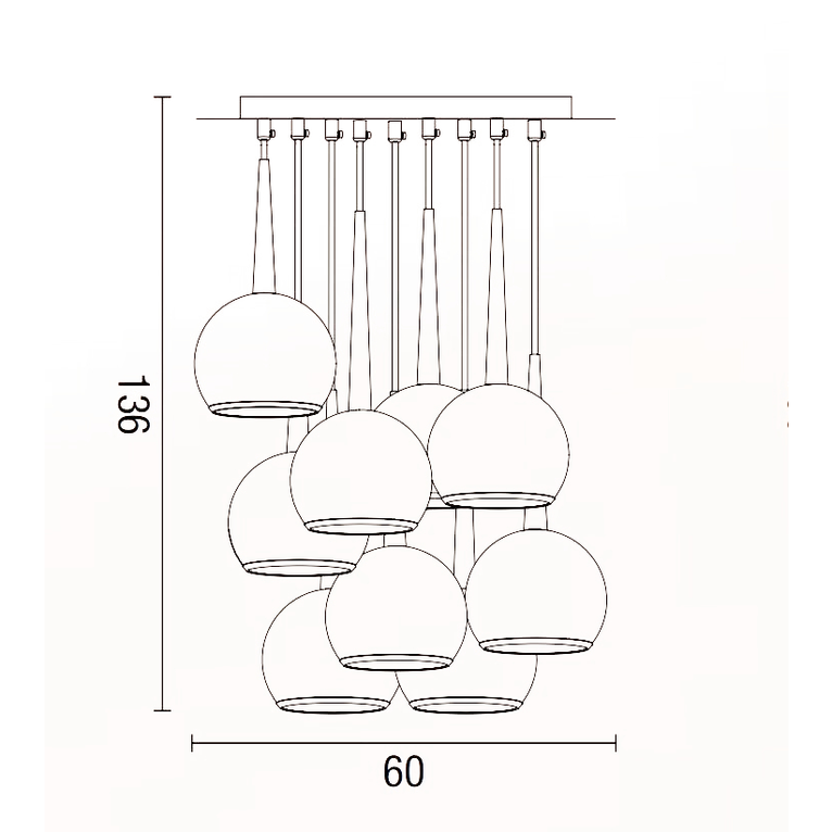 lampadario bol diodi sfera 9 x e27 affralux