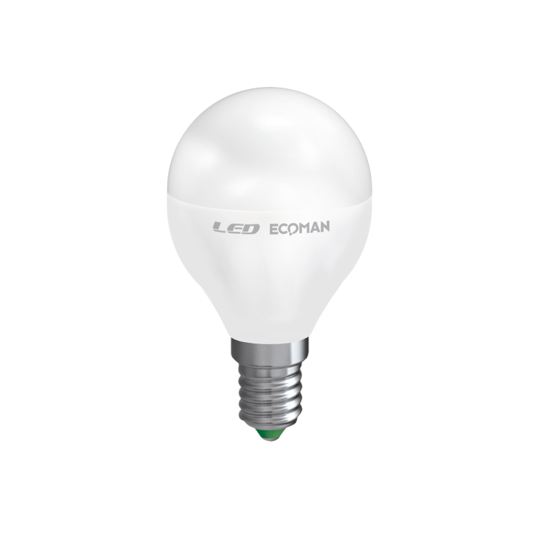 lampadina led sfera e14 8w luce naturale 4000k ecoman vetro ghiaccio