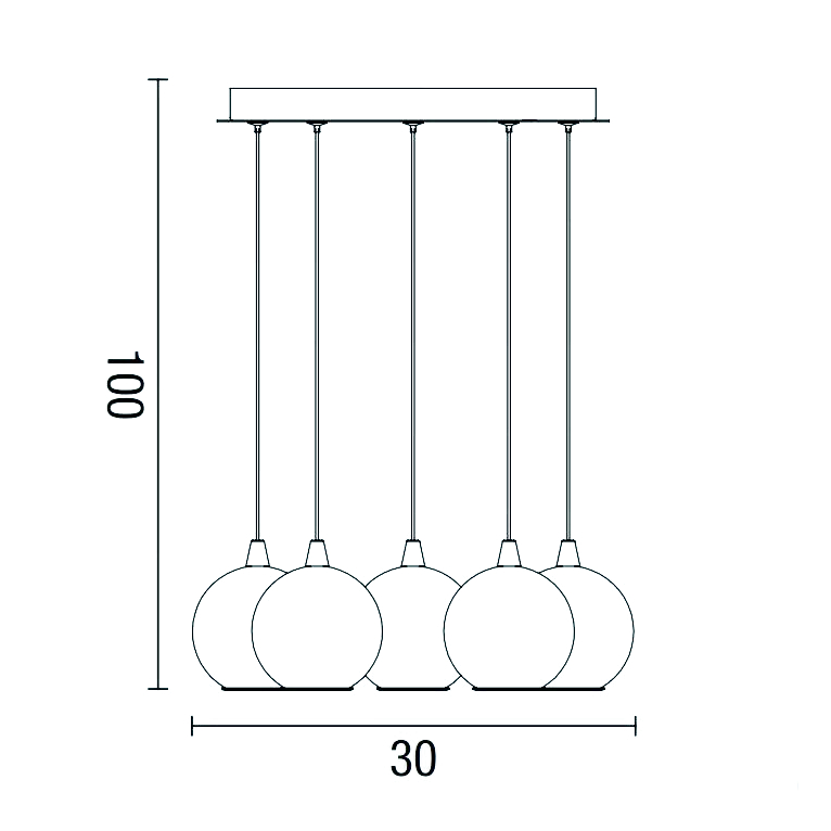 lampadario bol diodi sfera 18w luce calda 3000k affralux 6 luci
