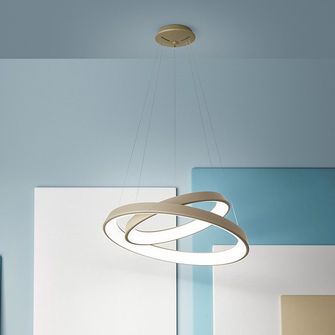 Lampadario ANELLI DIODI 82W luce calda 3200K AFFRALUX sabbia grande 2 anelli