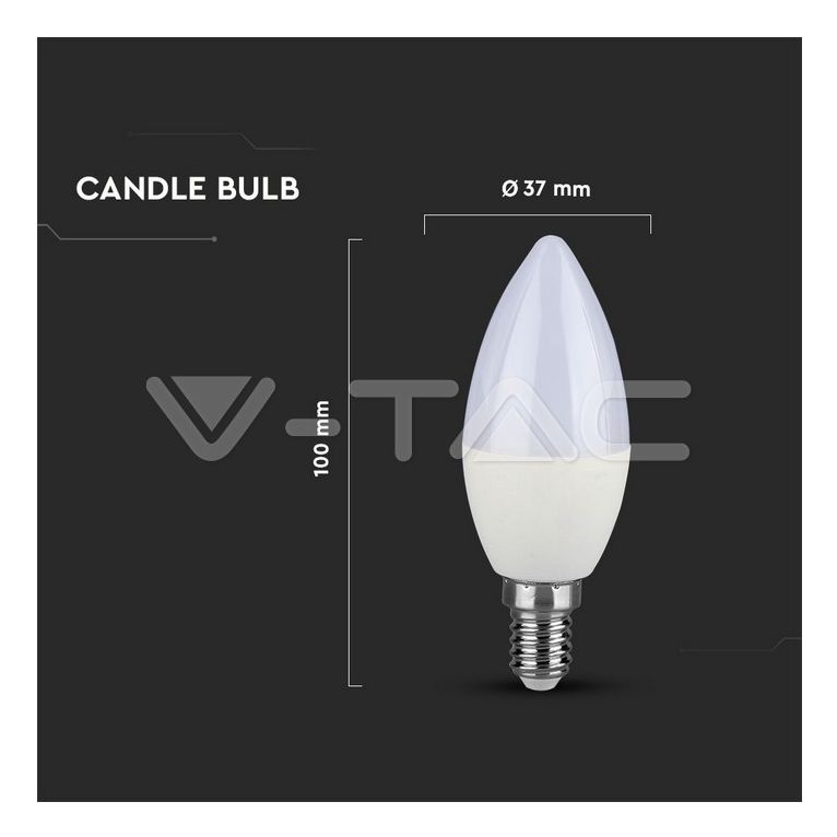 lampadina led candela e14 4.5w luce calda 3000k v-tac sku21171