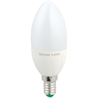 Lampadina LED Candela E14 6W luce calda 3000K ECOMAN dimmerabile vetro trasparente