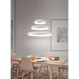 Lampadario ANELLI DIODI 102W luce calda 3200K AFFRALUX bianco grande 3 anelli