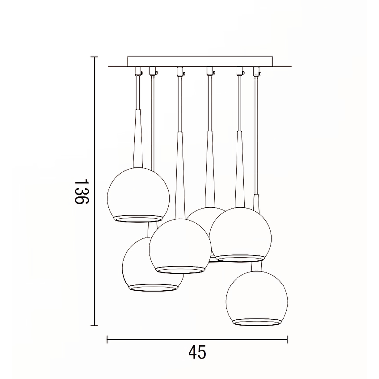 lampadario bol diodi sfera 6 x e27 affralux