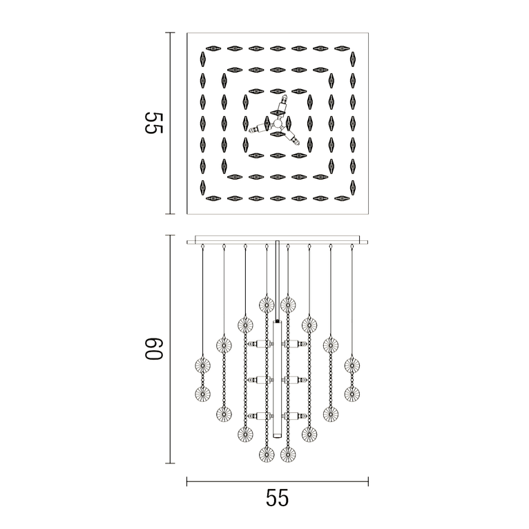plafoniera rotondo 9 x g9 (40w incluse) affralux romboidale