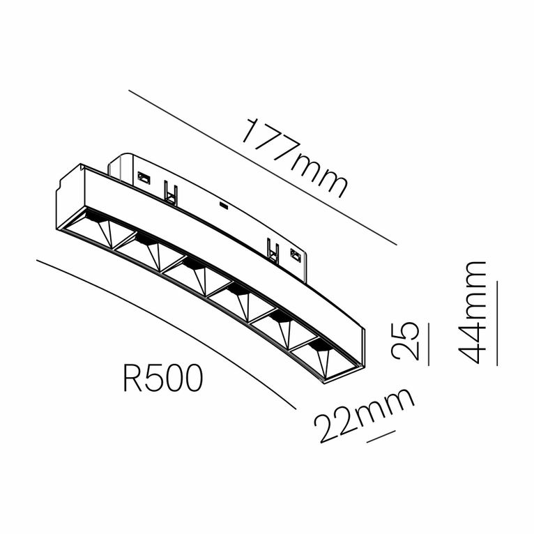 faretto led per binario magnetico 6w 48v 2700k nero ip20 curve tram beneito faure 5311