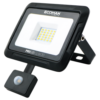 Proiettore LED ProLed 20W luce naturale 4000K Ecoman nero IP44 Slim Sensor