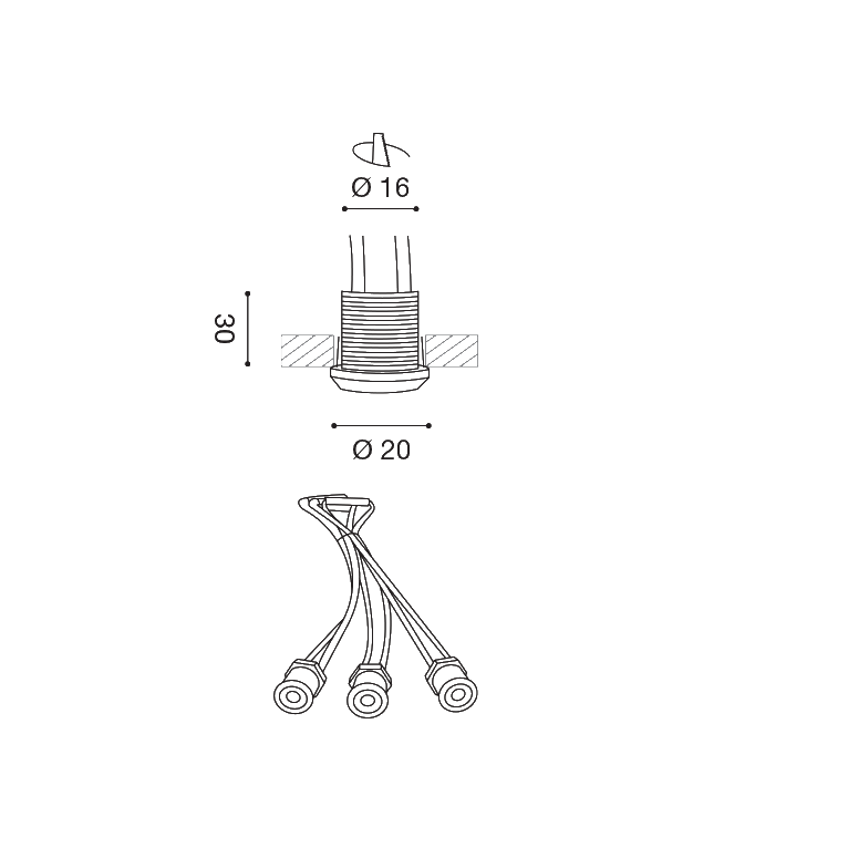 faretto altair 3x1w luce naturale 4000k gealed ad incasso alluminio