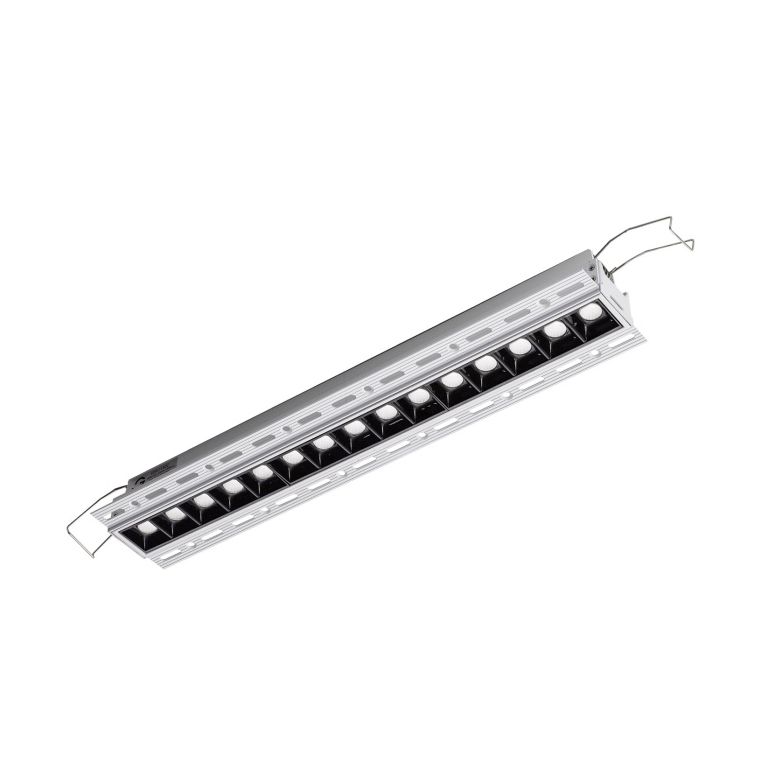 faretto 15 led ad incasso a scomparsa 30w 3000k. bianco e nero ip20 gealuce gfa1130
