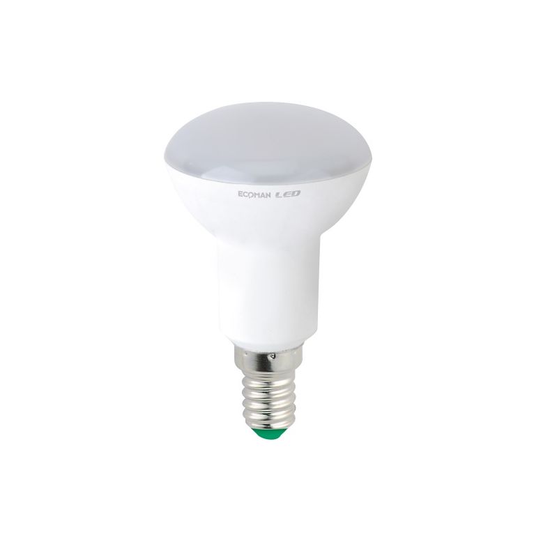 lampadina led spot r50 e14 6w luce calda 3000k ecoman vetro ghiaccio