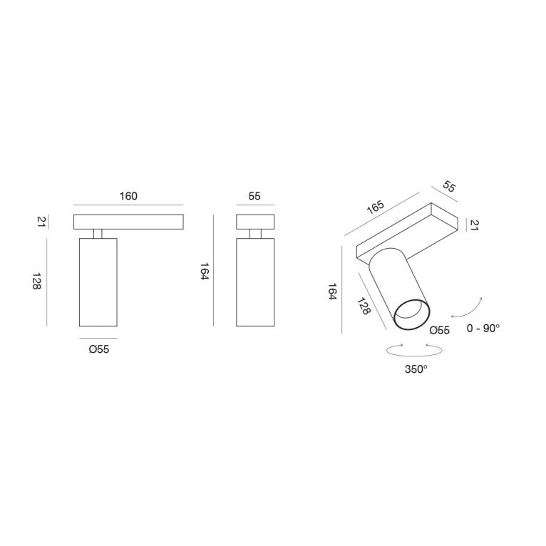 applique orientabile led 12w 3000k bianco gealuce ip20