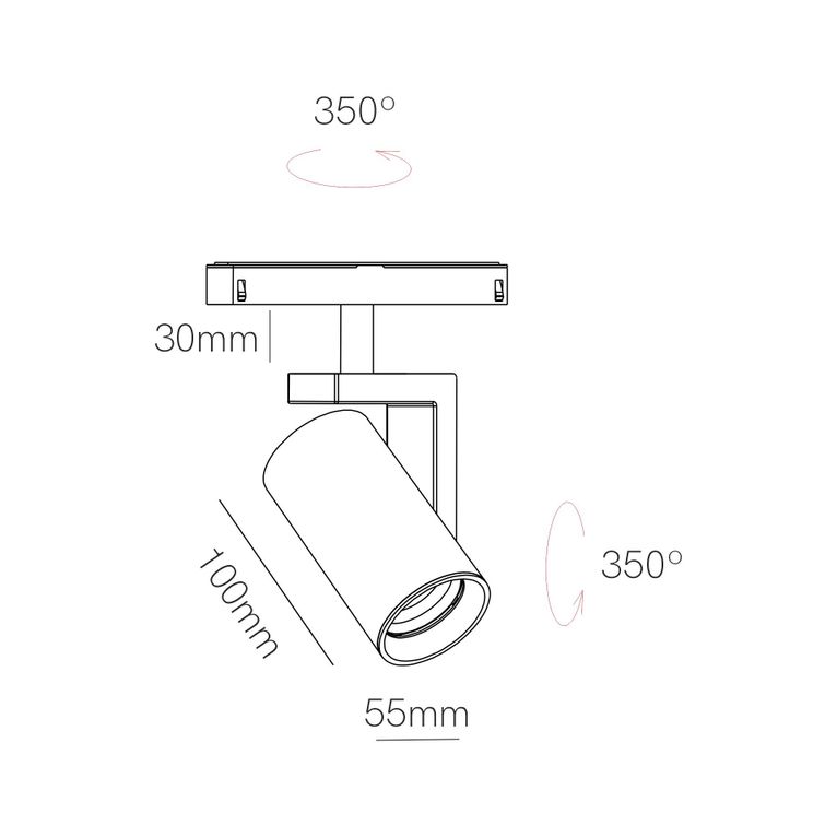 faretto led per binario magnetico 8w 48v dali 2700-4000k nero ip20 v-round beneito faure  5038