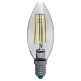 Lampadina LED Candela E14 6W luce naturale 4000K ECOMAN vetro trasparente