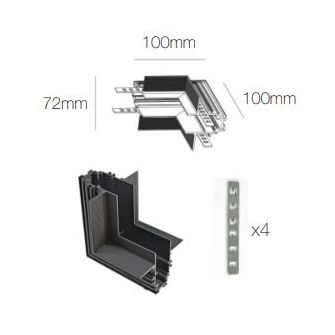 Accessorio giunzione "L" angolo chiuso per MAGNET TRACK RECESSED BENEITO FAURE nero