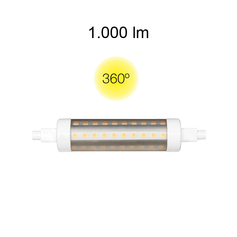 lampadina led lineal tubular r7s 9w luce calda 830 beneito faure