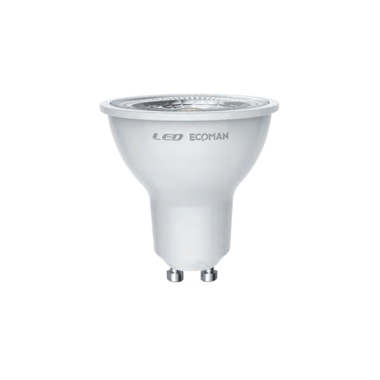 lampadina led dicroica gu10 7w luce calda 3000k ecoman dimmerabile vetro trasparente