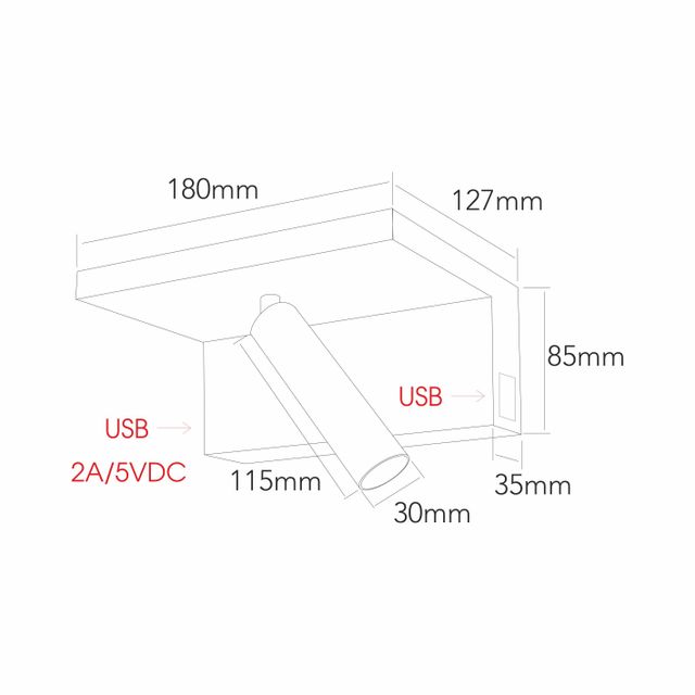 applique-beam-5w-luce-calda-2700k-beneito-faure-nero