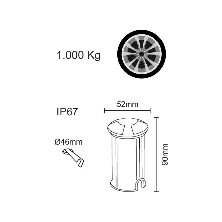 faretto da esterno nix 2w luce calda 830 beneito faure inox ip67 ik09