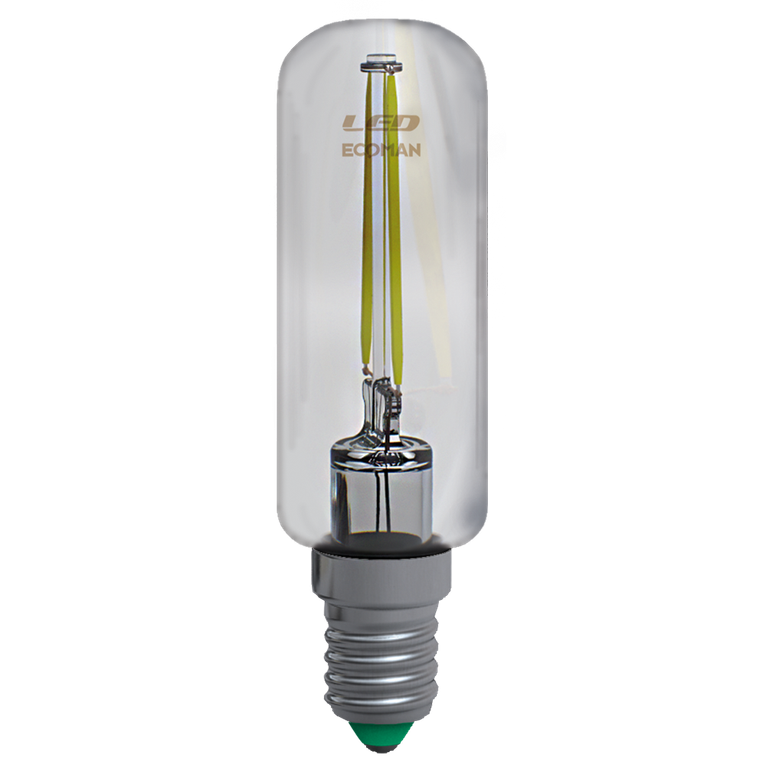 lampadina led tubolare e14 6w luce calda 3000k ecoman vetro trasparente