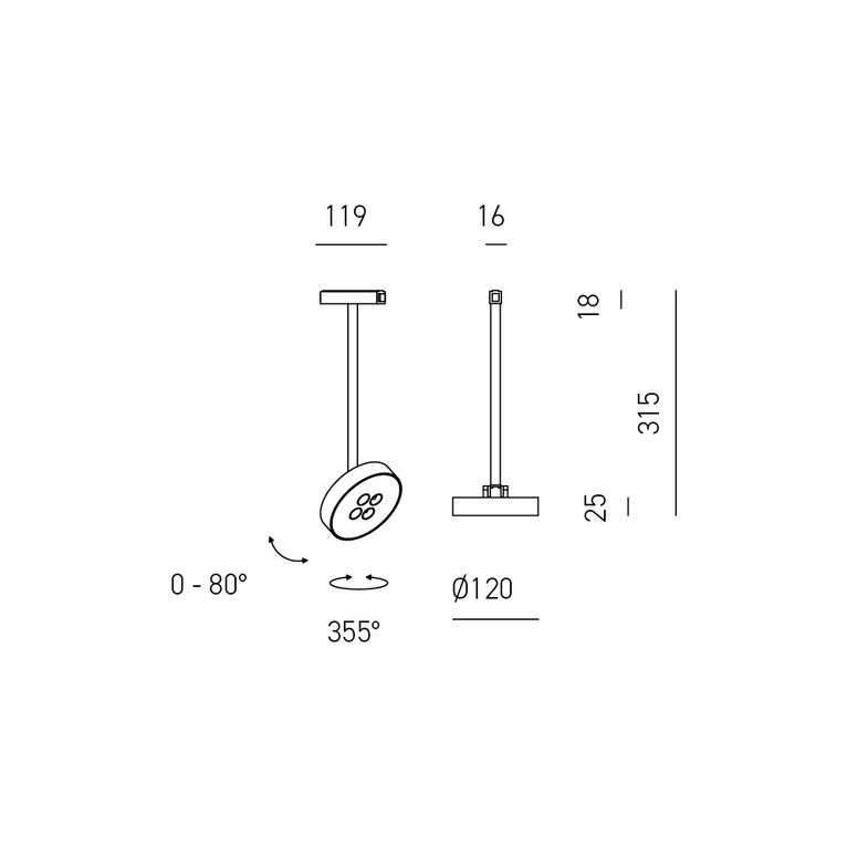 faretto da binario jesi 12w luce calda 3000k gealuce nero