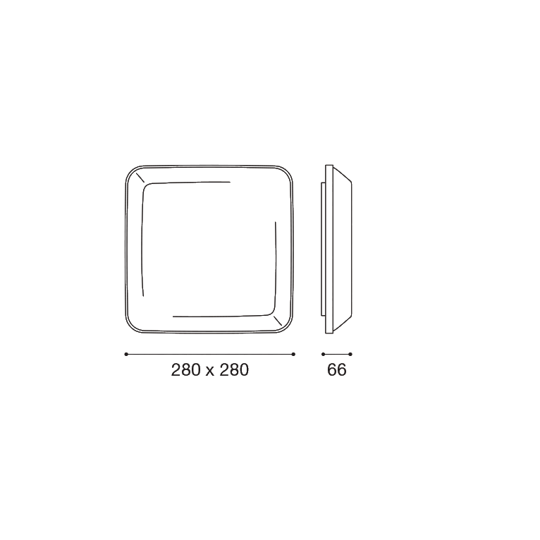 plafoniera sele 24w luce calda 3000k gealed quadrato