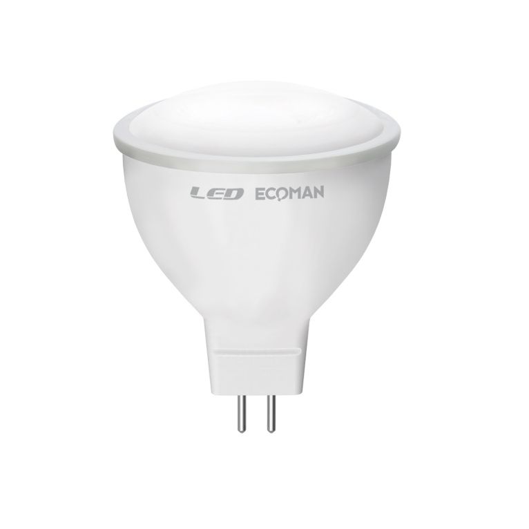 lampadina led dicroica gu5.3 5w luce calda 3000k ecoman 12vdc vetro ghiaccio