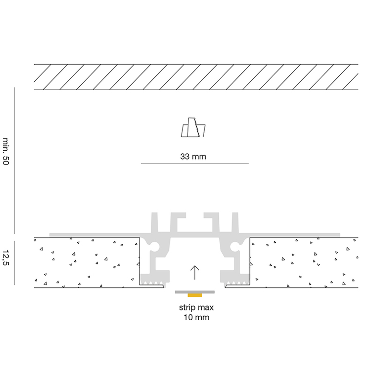 profilo in alluminio da incasso liverpool per strisce led 2mt gealed medio