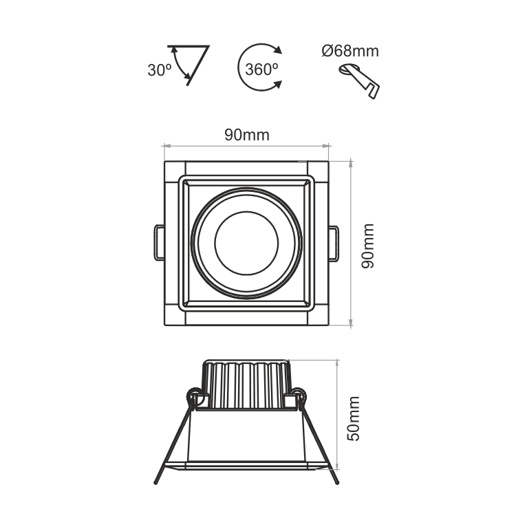 faretto led da incasso 8w 220/240v 3000k bianco ip44 beneito faure 3949