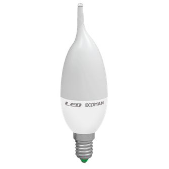 Lampadina LED Colpo Di Vento E14 6W luce calda 3000K ECOMAN vetro ghiaccio