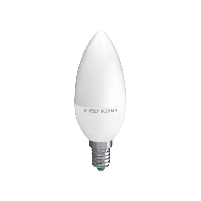 lampadina led candela e14 6w luce fredda 6000k ecoman vetro ghiaccio