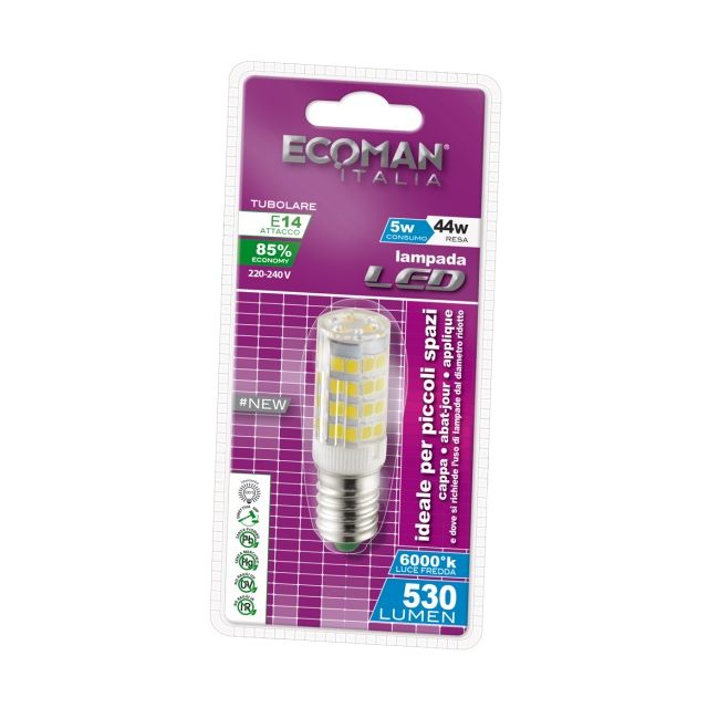 lampadina-led-tubolare-e14-5w-luce-fredda-6000k-ecoman