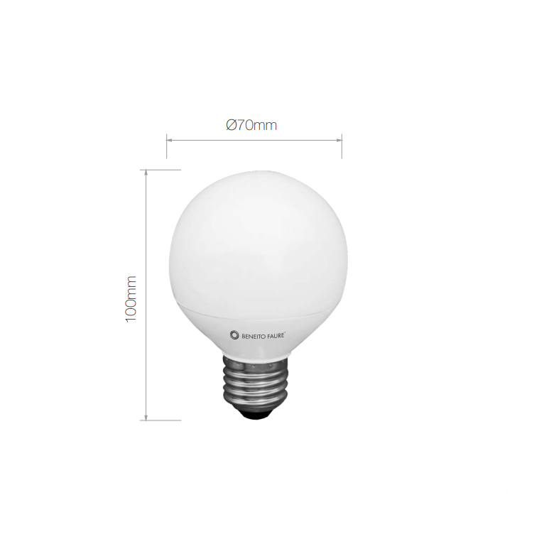 lampadina led micro globo e27 6w luce calda 830 beneito faure
