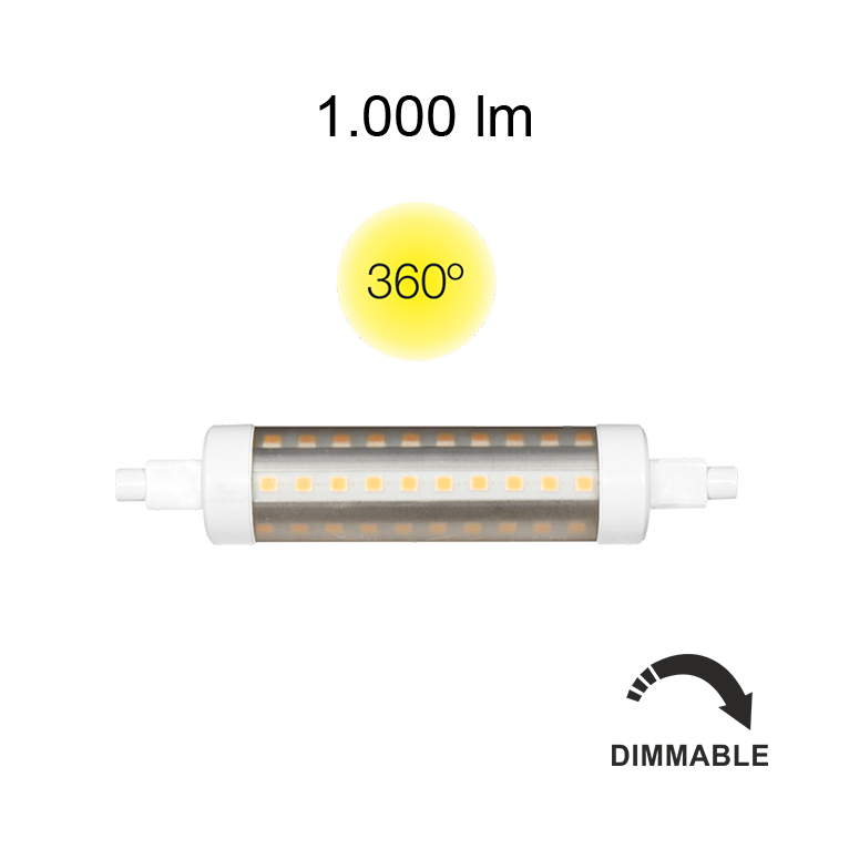 lampadina led lineal tubular r7s 9w luce naturale 840 beneito faure dimmerabile