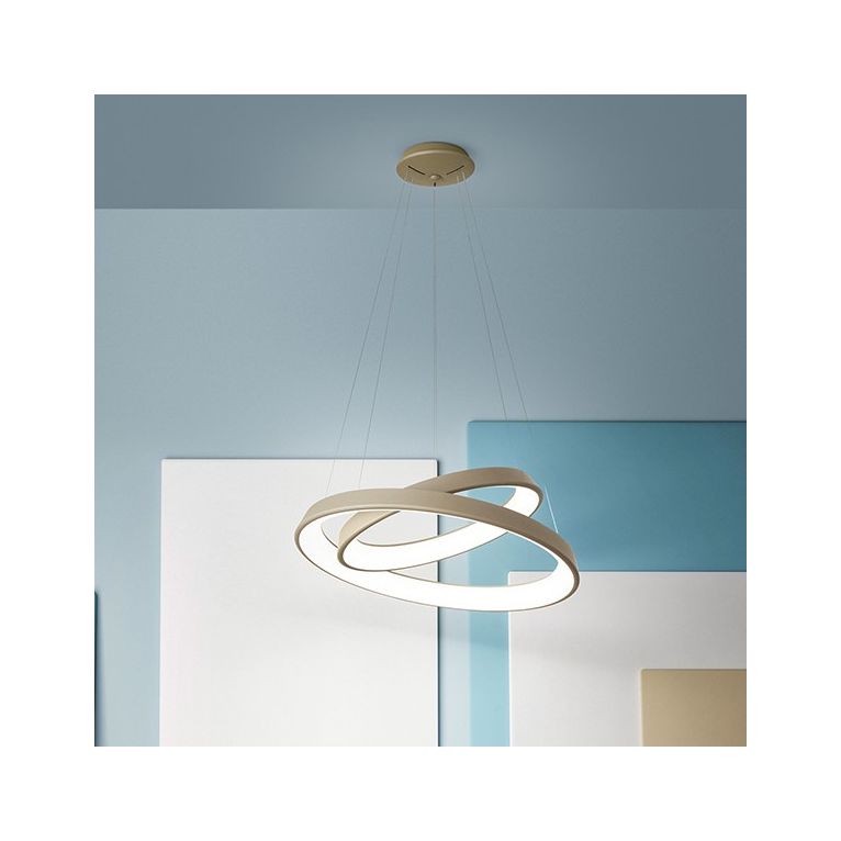 lampadario anelli diodi 82w luce calda 3200k affralux sabbia grande 2 anelli