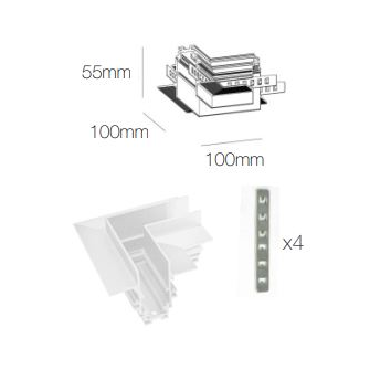 Accessorio giunzione "L" angolo piano per MAGNET TRACK RECESSED BENEITO FAURE bianco