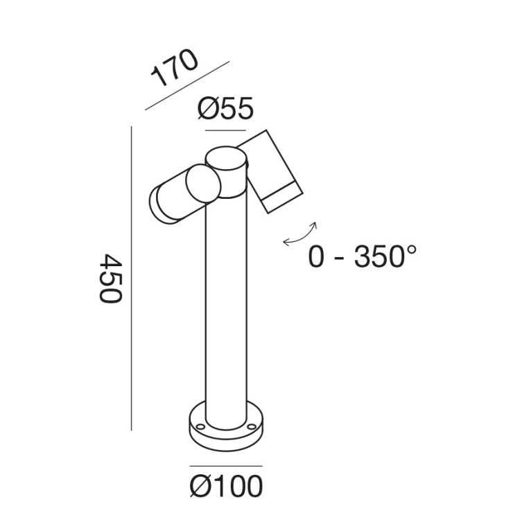 paletto da giardino 2xgu10 basso grigio ip65 gealuce 