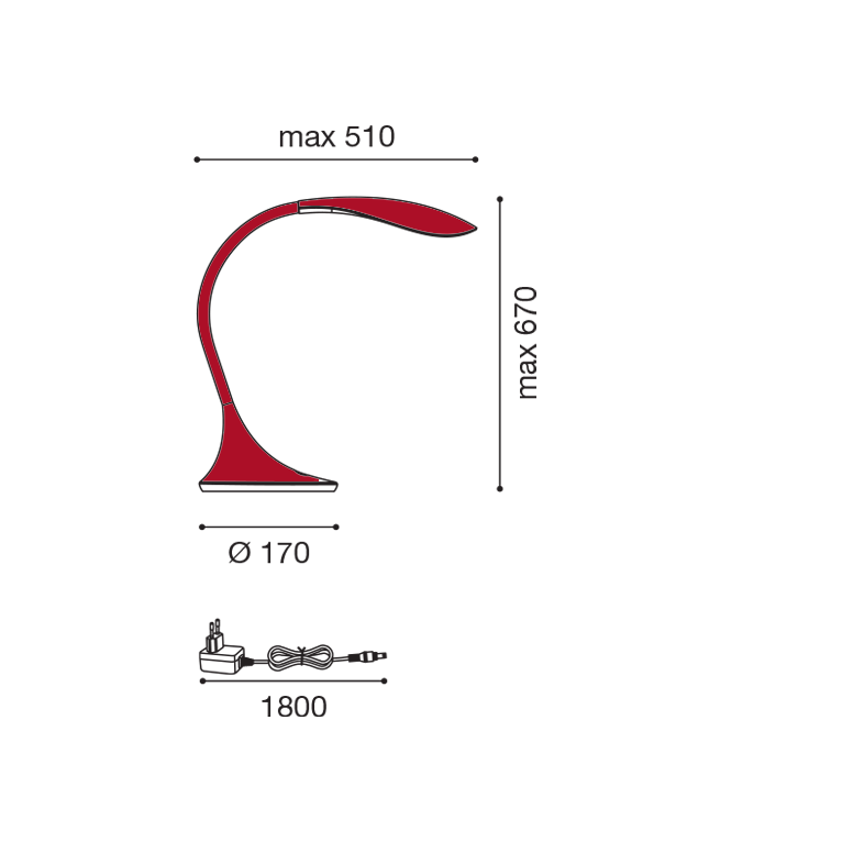 lampada da tavolo gls 5.2w 220/240v 3000k rosso ip20 gealuce 